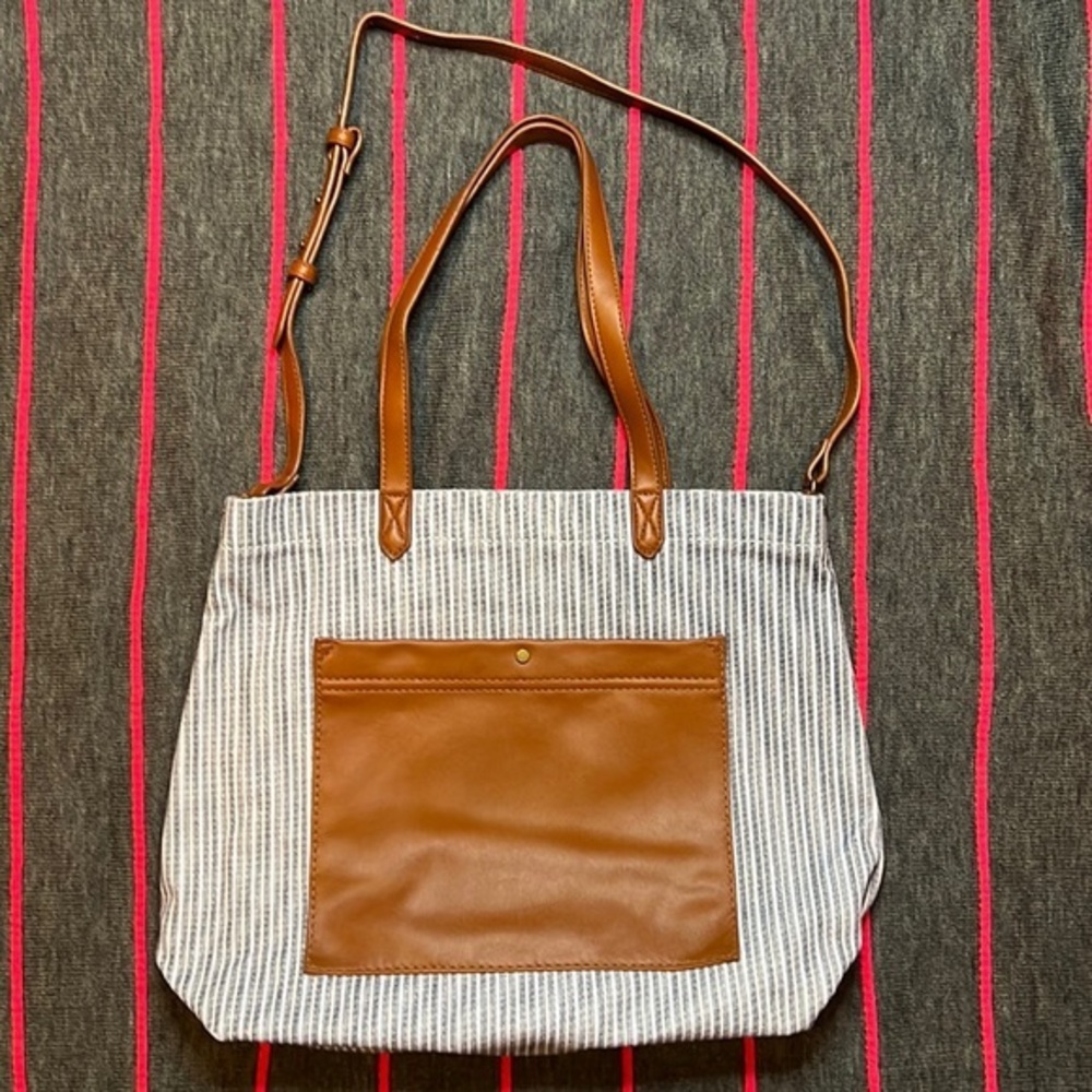 Fabric and Faux Leather Tote